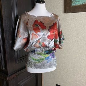 Body Central EUC Multi Colored Satin Dolman Shirt